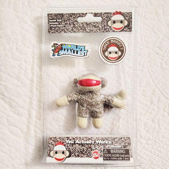 World's Smallest SOCK MONKEY Toy Miniature Doll Retro Mini Plush Figure - Picture 3 of 5